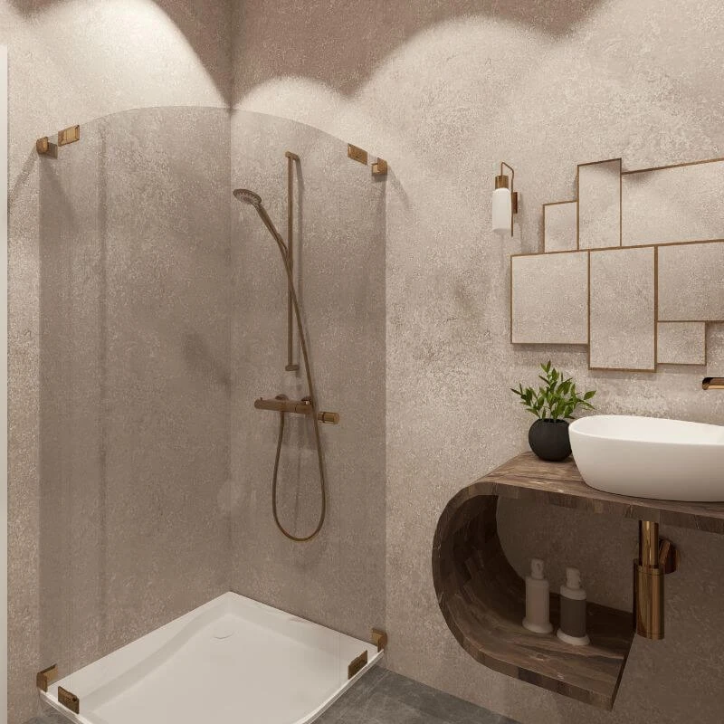 Large Beige Concrete 1.0m X 2.4m Shower Panel 4 Large Beige Concrete 1.0m X 2.4m Shower Panel - Image 2