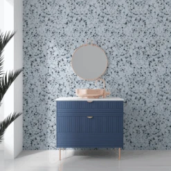 Premium Large Blue Terrazzo Matt 1.0m X 2.4m Shower Panel
