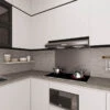Dark Grey Kitchen Splashback - Eldhaus -Wall Panel Store Dark Grey Hob Splashback Wide View