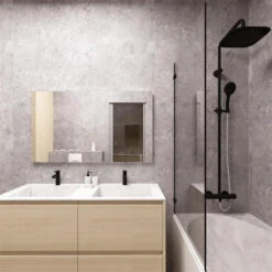 Large Grey Concrete 1.0m X 2.4m Shower Panel -Wall Panel Store Grey Concrete Shower Panels Bathroom