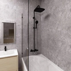 Large Grey Concrete 1.0m X 2.4m Shower Panel -Wall Panel Store Grey Concrete Shower Panels With Mirror