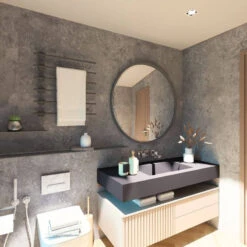 Large Grey Concrete 1.0m X 2.4m Shower Panel -Wall Panel Store Grey Concrete Sink