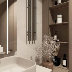 Large White Carrara Marble 1.0m X 2.4m Shower Panel -Wall Panel Store Large White Carrara Marble With Plant