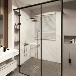 Premium Large Ultra Matt Carrara Marble 1.0m X 2.4m Shower Panel -Wall Panel Store Premium Large Carrara Marble Shower Panel With Blind