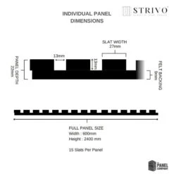 STRIVO Acoustic Slat Panel - Light Oak -Wall Panel Store Strivo panel dimension 1