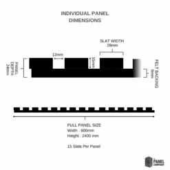 STRIVO Premium Grey Oak Acoustic Slat Wall Panel -Wall Panel Store Sulcado Panel Dimension 1 1