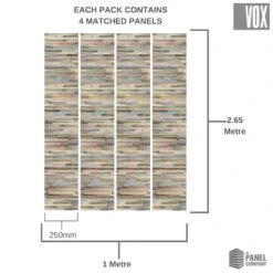 Vox Vilo Motivo Colour Wood | 4 Pack -Wall Panel Store VILO FUN COLOUR WOOD EFFECT DECORATIVE WALL PANEL PACK DIMENSION