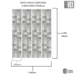Vox Vilo Motivo Modern Patchwork | 4 Pack -Wall Panel Store VILO MOTIVO MODERN PATCHWORK BATHROOM WALL PANELS DIMENSION