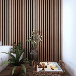 STRIVO Curve Acoustic Slat Wall Panel - Walnut -Wall Panel Store Walnut curve front 1