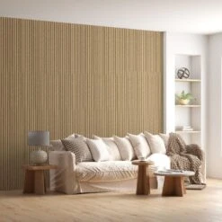 All Natural Oak 3D Slat Wall Panel - Sulcado -Wall Panel Store all natural oak slat wall panel living room