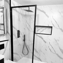 Premium Large Ultra Matt Carrara Marble 1.0m X 2.4m Shower Panel -Wall Panel Store carrara marble pvc shower panel