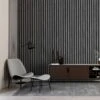 STRIVO Premium Charcoal Acoustic Slat Wall Panel -Wall Panel Store charcoal acoustic slat wall panel room