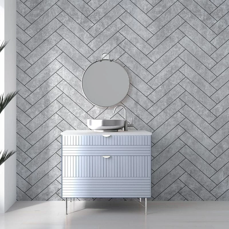 Premium Large Grey Herringbone Tile 1.0m X 2.4m Shower Panel 8 Premium Large Grey Herringbone Tile 1.0m X 2.4m Shower Panel - Image 6
