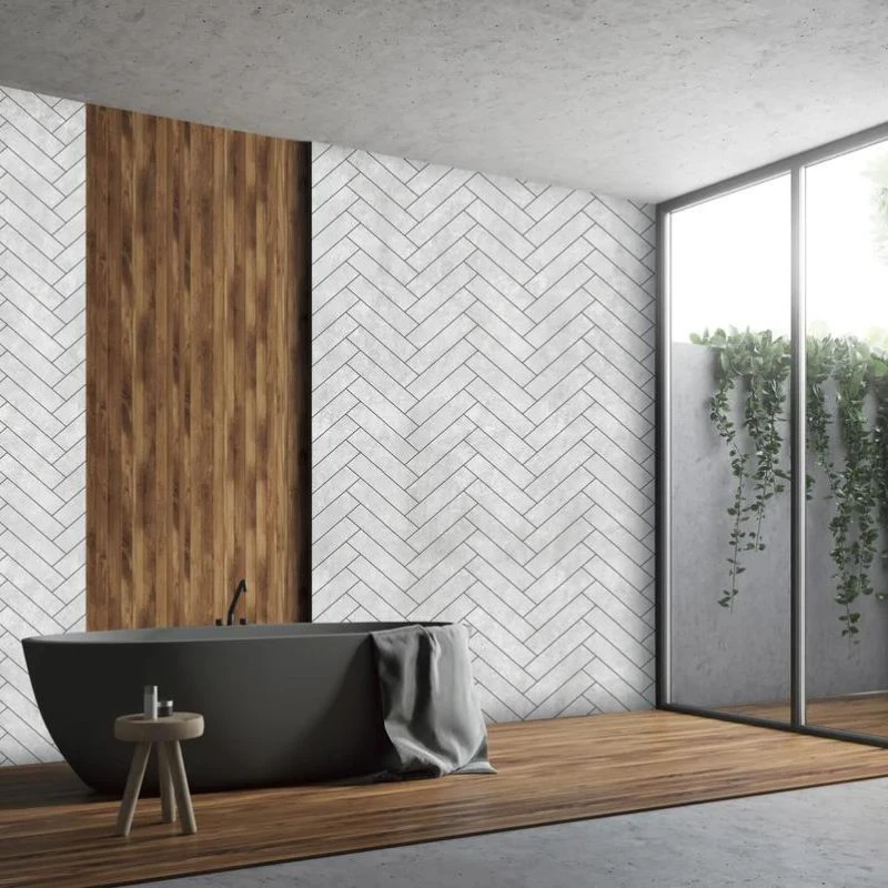 Premium Large Grey Herringbone Tile 1.0m X 2.4m Shower Panel 3 Premium Large Grey Herringbone Tile 1.0m X 2.4m Shower Panel
