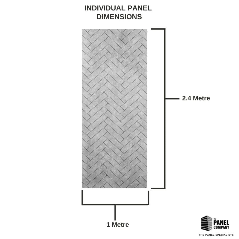 Premium Large Grey Herringbone Tile 1.0m X 2.4m Shower Panel 7 Premium Large Grey Herringbone Tile 1.0m X 2.4m Shower Panel - Image 5