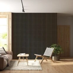 Grey Oak 3D Slat Wall Panel - Sulcado -Wall Panel Store grey oak slat wall living room