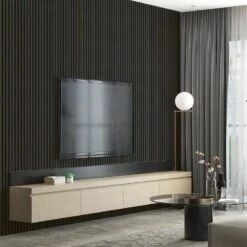 Grey Oak 3D Slat Wall Panel - Sulcado -Wall Panel Store grey oak slat wall panel room