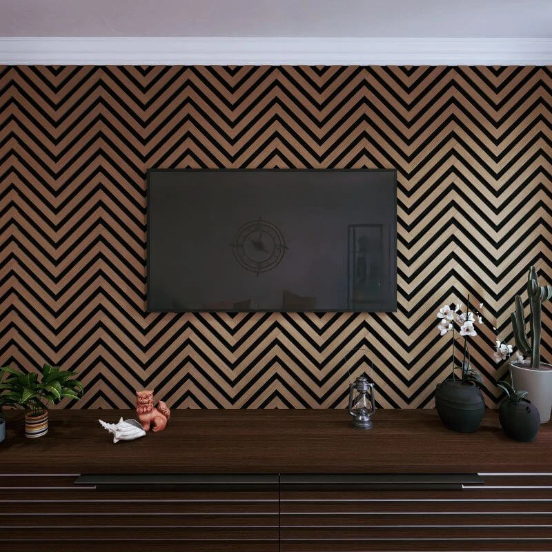 STRIVO Herringbone Acoustic Slat Wall Panel - Walnut