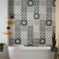 Premium Large Patchwork Black Matt 1.0m X 2.4m Shower Panel