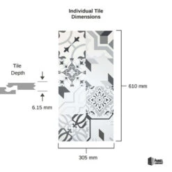 Pittenweem Victorian Tile SPC Flooring | W/ Built In Underlay | Elegance Range | 2.047m² Pack -Wall Panel Store pittenween victorian tile spc floor dimensions