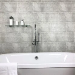 Stone Grey Tile Effect 8mm -Wall Panel Store rr62 cutline light stone grey 8mm scene 1