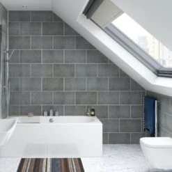 Stone Graphite Tile Effect 8mm -Wall Panel Store stone pvc tile effect wall panels