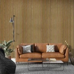STRIVO Acoustic Slat Panel - Natural Ash -Wall Panel Store strivo natural ash slat panel living room