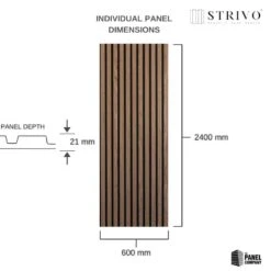 STRIVO Acoustic Slat Panel - Walnut -Wall Panel Store walnut strivo slat panel dimensions