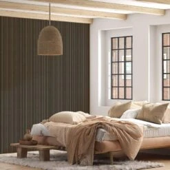 Walnut 3D Slat Wall Panel - Sulcado -Wall Panel Store walnut sulcado slat wall panel bedroom