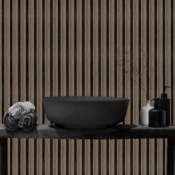 Walnut Water Resistant Slat Wall Panel - Sulcado -Wall Panel Store walnut water resistant slat panel bathroom wall