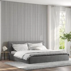STRIVO Premium White Acoustic Slat Wall Panel -Wall Panel Store white acoustic slat wall panel bedroom