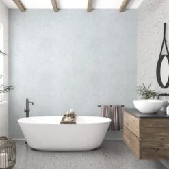 Large White Concrete 1.0m X 2.4m Shower Panel