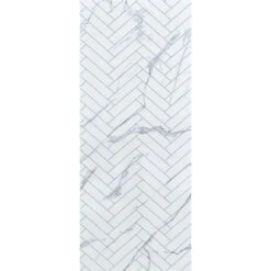 Premium Large White Herringbone Marble Tile 1.0m X 2.4m Shower Panel -Wall Panel Store white herringbone marble tile shower panel