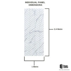 Premium Large White Herringbone Marble Tile 1.0m X 2.4m Shower Panel -Wall Panel Store white herringbone marble tile shower panelling