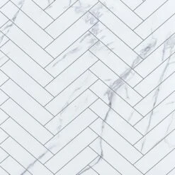 Premium Large White Herringbone Marble Tile 1.0m X 2.4m Shower Panel -Wall Panel Store white herringbone marble tile shower panels