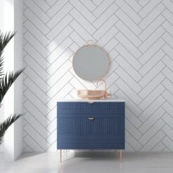 Premium Large White Herringbone Tile 1.0m X 2.4m Shower Panel